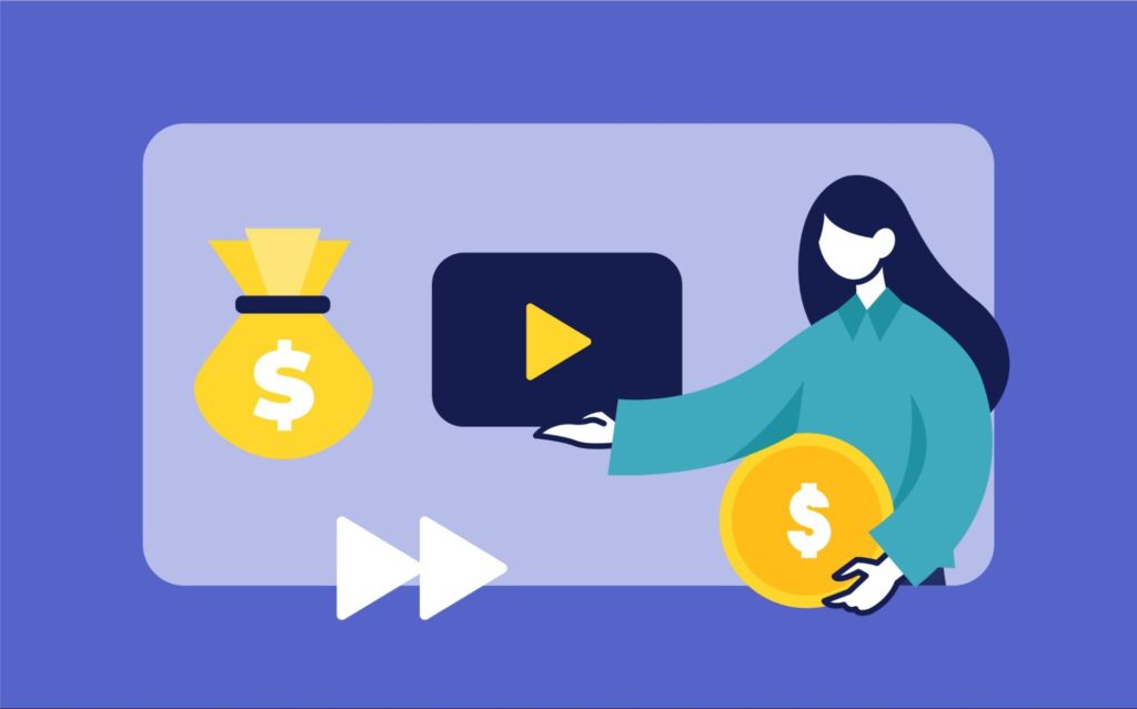 Illustration of a woman holding a dollar coin, representing the investment in medical animation video production