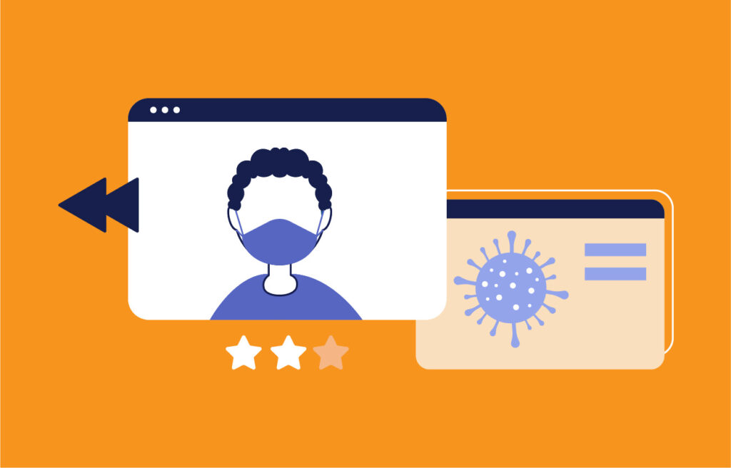 Medical animation video depicting a person wearing a mask and a virus, showcasing its use in explaining health topics